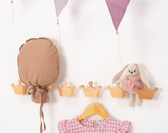 Crown Shape Hooks, Kids Bedroom Decor, Baby Hangers Nursery Decor, Kids Wall Hooks, Kids Coat Rack, Girl Room, Wooden Wall Hooks