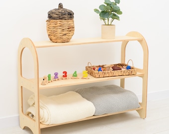 Houten speelgoedplank, Montessori speelgoedplank voor speelkamer, opberger houten speelgoed, kinderkamermeubilair speelgoedopslag, speelgoedopslag, natuurlijk hout