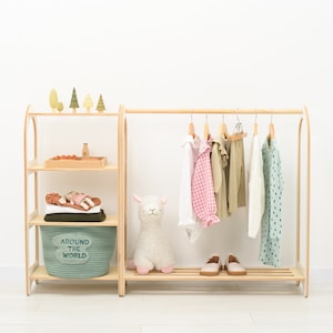 Toy Storage for Baby Room, Set of 2: Toy Shelf and Clothing Rack, Nursery Room Opranization, Nursery Furniture, Eco Baby Toy Storage