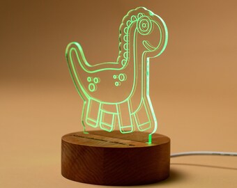 Luz nocturna personalizada, lámpara de guardería de dinosaurios, luz nocturna personalizada para niños, regalos para decoración de niños, lámpara acrílica Dino, lámpara de luz nocturna para bebés