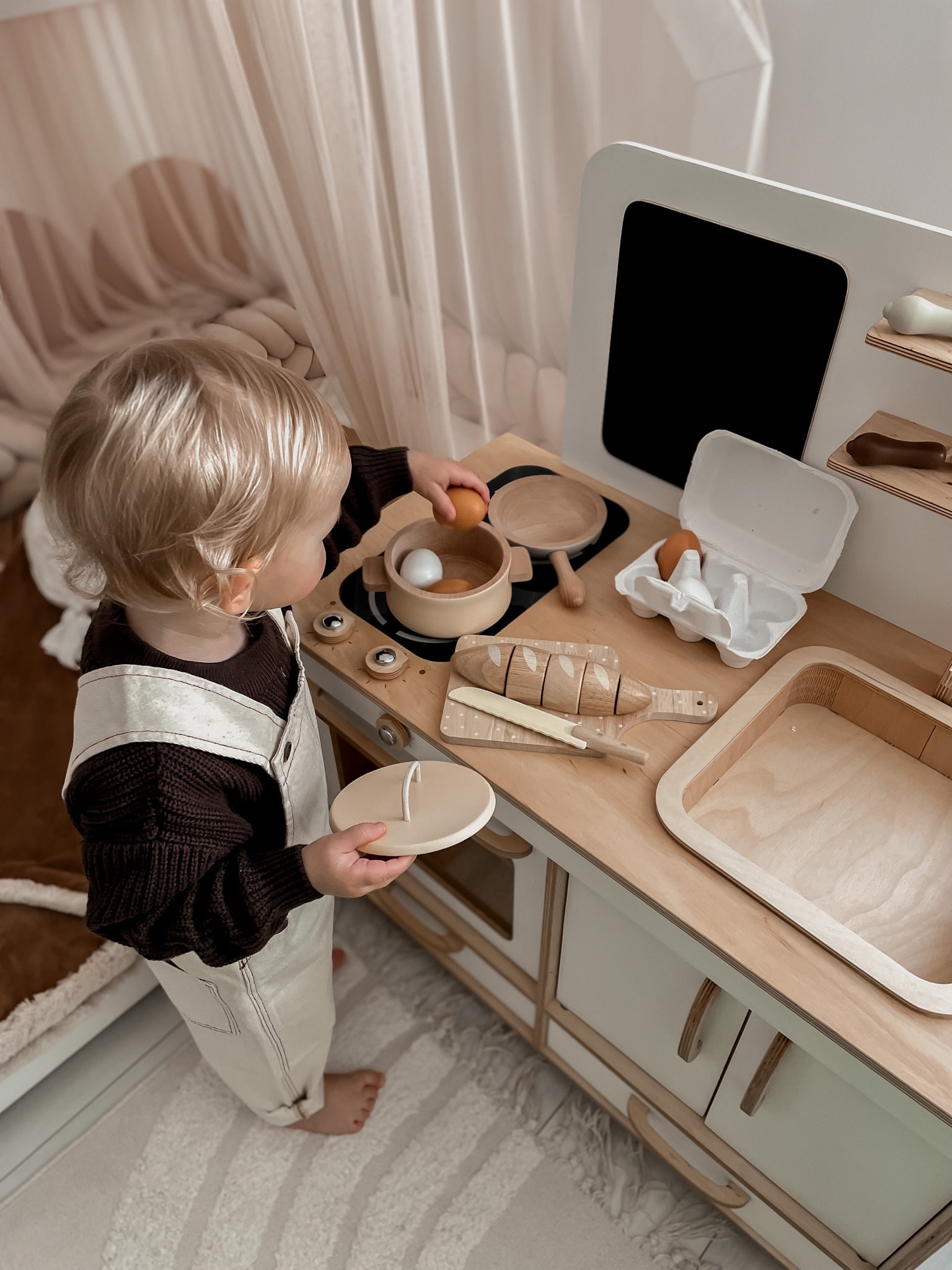 Play Kitchen Set, Wooden Pretend Play Kitchen, Montessori Furniture, Birthday Gift for Daughter, Toy Kitchen, Gifts for Kids, Playroom Decor