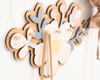 Baby kwekerij decor, baby haak, kwekerij muur haak plank, peuter kamer decor, bloem muur haken, Kids muur opknoping rek, meisje kwekerij haken