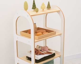 Almacenamiento de juguetes Montessori, Almacenamiento de juguetes para niños, Almacenamiento de juguetes para niños, Estante de juguetes Montessori, Muebles Montessori, Estante Montessori, Regalo de madera