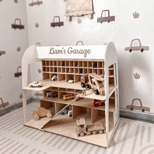 Wooden Toy Car Garage, Toy Car Parking, Toys for Toddler, Toddler Birthday Gift, Toy Car Storage, Garage Car Ramp, Baby Cars Storage