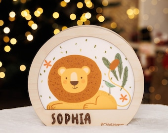 Jungle Safari Nursery Decor, Kids Room Lamp, Wildlife Themed Gift, Lion Night Light | Xmas Gift for Kids