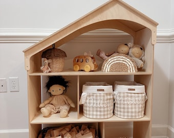 Personalized Montessori Bookshelf, Wooden Toddler Library, Kids Bookcase