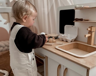 Regalo de Pascua para bebés, Cocina de juegos de simulación para bebés, Muebles de guardería, Cocina de juegos de simulación de madera, Juguete de madera para bebés, Juego de simulación, Cocina personalizada