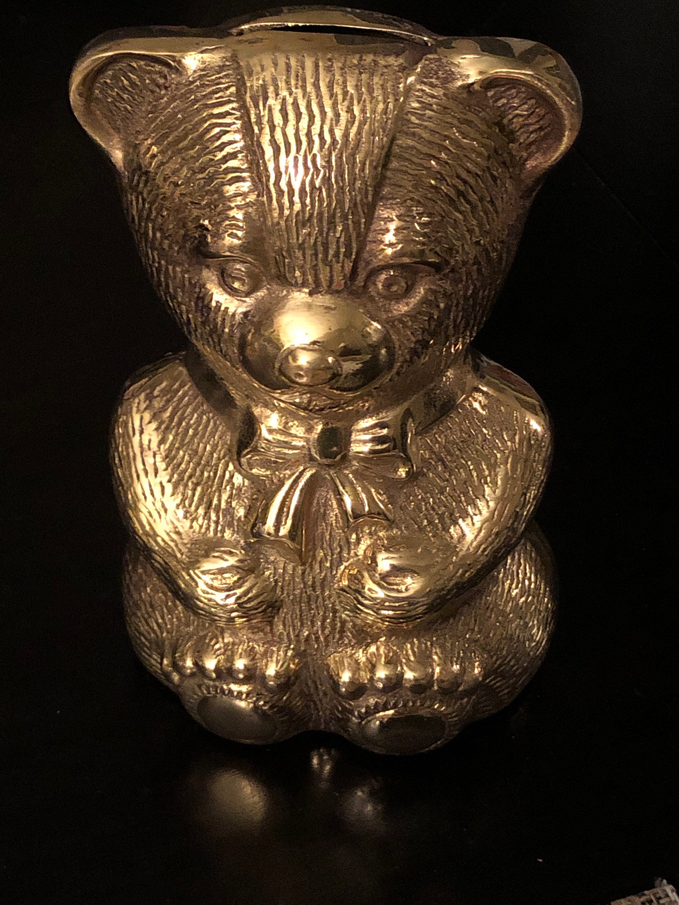 Brass Teddy Bear Piggy Bank Etsy