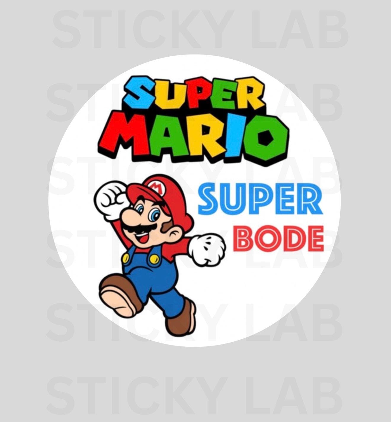 Red Rounded Mario Text Capsule SUPER MARIO Personalized Round/circle Sticker Label - Etsy