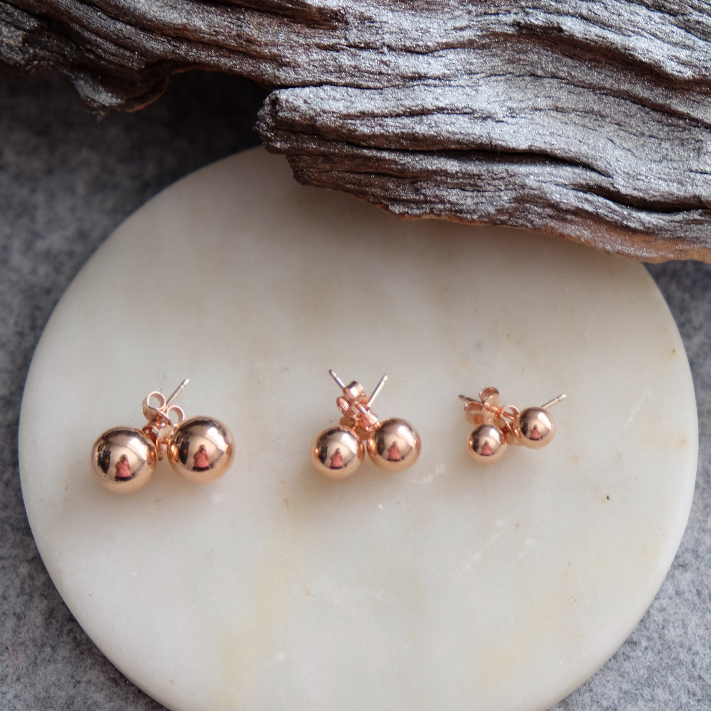 8mm Sterling Silver Ball Stud Earrings in 4mm 12mm and 14mm in Silver 10mm Gold or Rose Gold 6mm