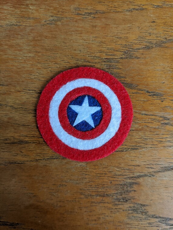 Captain America Felt Shield Pin, Magnetic Fastener, or Badge Reel 