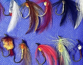 Vtg. (lote de 15) Moscas para pesca con mosca, tamaños de anzuelo 2 y 3