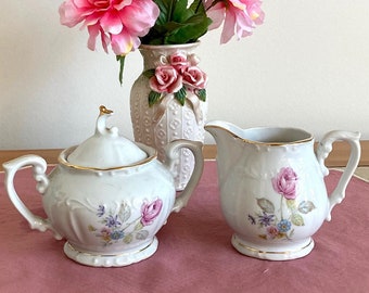 Vtg. Vienna Woods Fine China Creamer & Sugar Bowl
