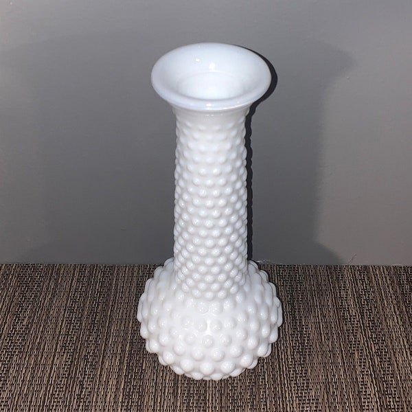 Vintage - 7.5" E O Brody Hobnail Milk Glass Vase