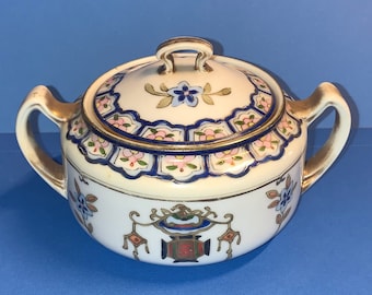 Vtg. Nippon Two Handle Sugar bowl w/lid