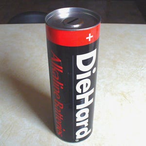 Vtg. DIEHARD Alkaline Battery coin piggy bank