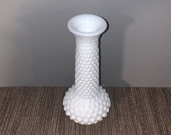 Vintage - 7.5" E O Brody Hobnail Milk Glass Vase