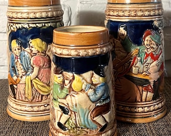 Vtg. (lot of 3) German Style Beer Steins - Rossini, Japan