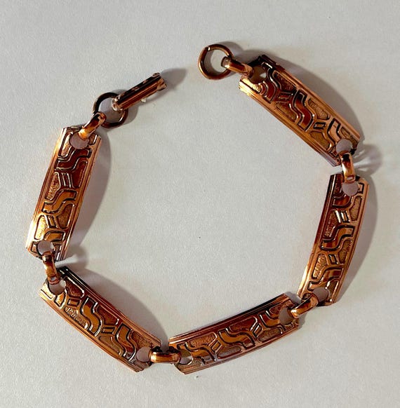 Vtg. 7.25" solid copper linked panel southwestern… - image 4