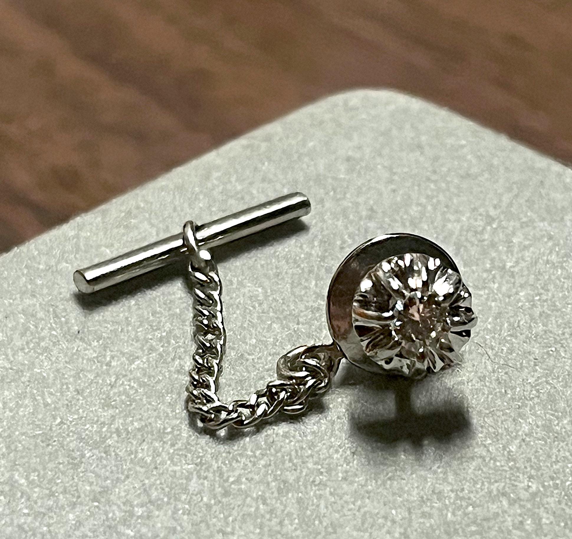 Épingle De Cravate Ou Foulard En Argent Massif Et Onyx - Vintage Vers 1900 - Accessoire élégant Ancien