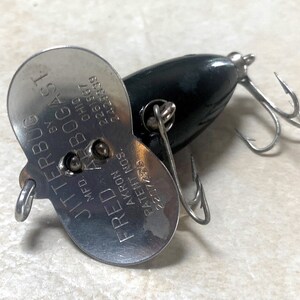 Leurre De Surface Jitterbug Fred Arbogast – Petit Noir Et Blanc Sans Grelot – Vintage