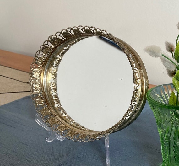 Vintage - 7" x 5" Oval Vanity Mirror Tray - image 6