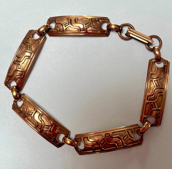 Vtg. 7.25" solid copper linked panel southwestern… - image 2
