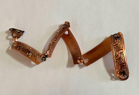 Vtg. 7.25" solid copper linked panel southwestern… - image 10