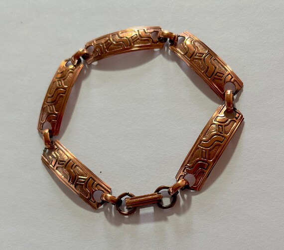 Vtg. 7.25" solid copper linked panel southwestern… - image 6