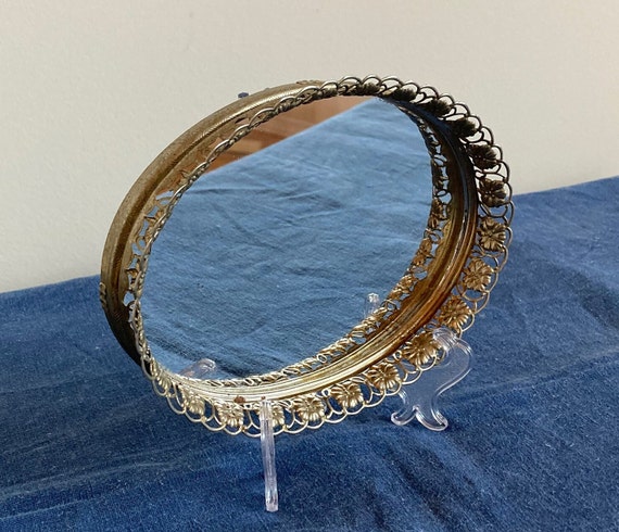 Vintage - 7" x 5" Oval Vanity Mirror Tray - image 8