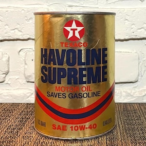 Lata de papelão de óleo de motor TEXACO Havoline Supreme de 1 litro (cheia)