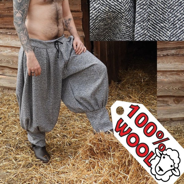 100% wool viking trousers, pants, viking clothes, Hedeby, Early Medieval, baggy trousers