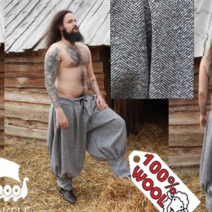 SALE size XL 100% wool viking trousers, pants, viking clothes, Hedeby, Early Medieval, baggy trousers