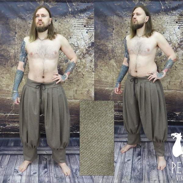 100% wool viking trousers, pants, viking clothes, Hedeby, Early Medieval, baggy trousers