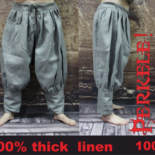 100% linen viking trousers, pants, viking clothes, Hedeby, Early Medieval, baggy trousers