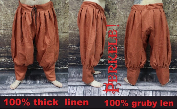 100% Linen Viking Trousers, Pants, Viking Clothes, Hedeby, Early Medieval,  Baggy Trousers -  Sweden
