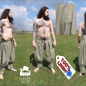 100% linen viking trousers, pants, viking clothes, Hedeby, Early Medieval, baggy trousers