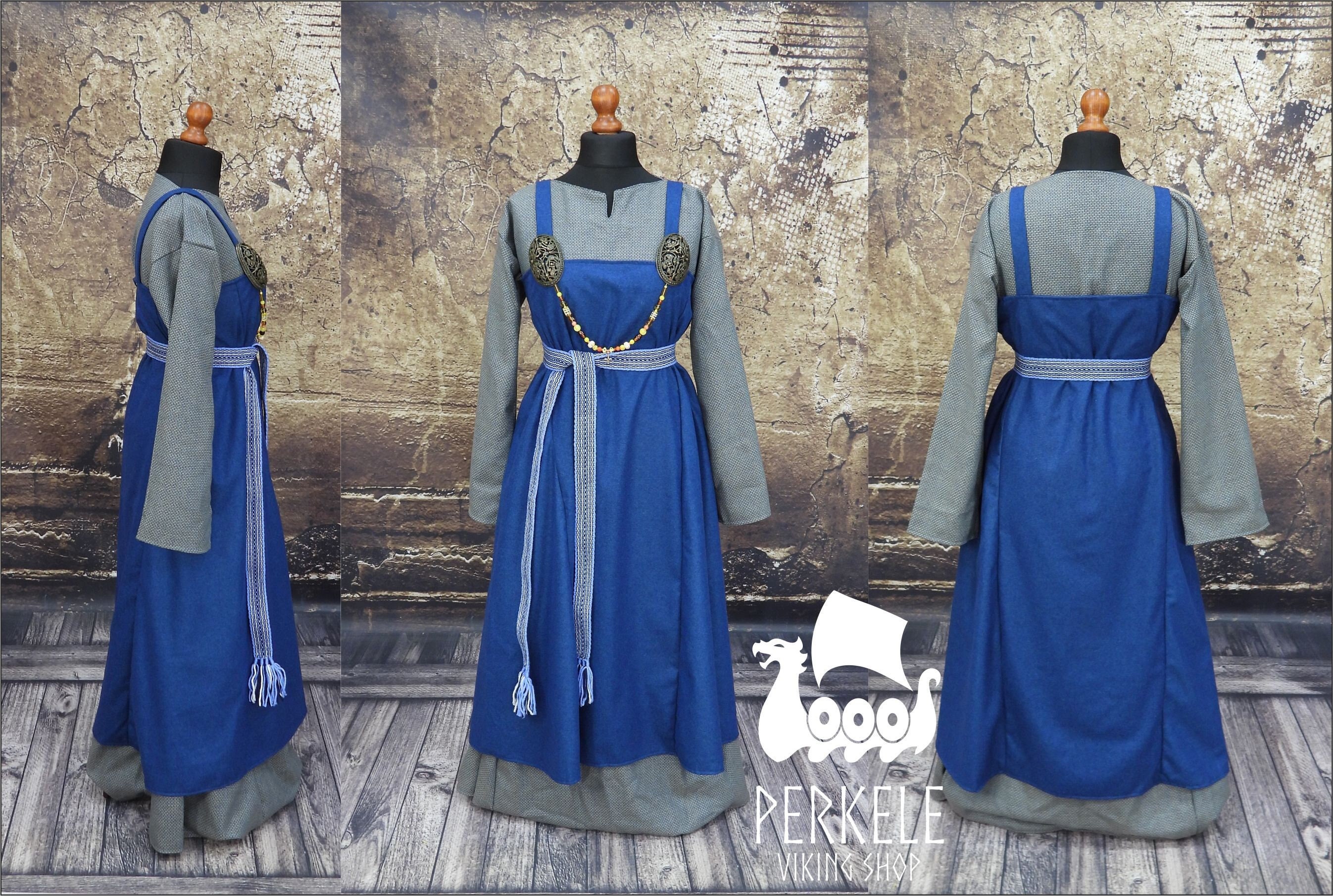 Blue Woolen aprondress machine-sewn from Hedeby, Early medieval
