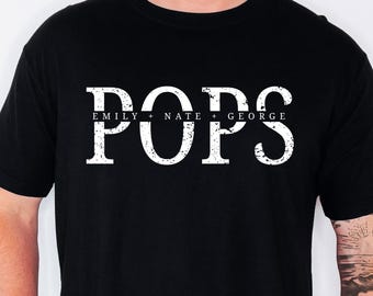 Personalized Pops Shirt Custom Kids Names Tee, Father Day Gift for Grandpa, Comfort Colors Family Shirt, Custom Pops Tee