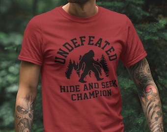 Undefeated Hide and Seek Champion Shirt, Funny Bigfoot Sasquatch Shirt, Bigfoot Gifts, Bigfoot Shirt, Best Hide And Seek Tshirt big foot Tee