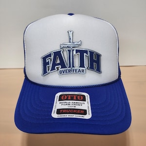 Faith Over Fear Trucker Hat: Christian Baseball Cap with Sword Cross
