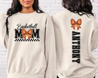 Basketball Mom Sweatshirt with Name on Back, Sports Mom T Shirt, Game Day Hoodie