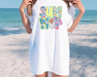 Sweet Summer Time Shirt: Floral Graphic Tee, Beach Coverup