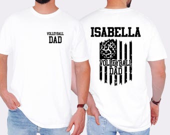 Volleyball Dad Shirt - Personalized Name TShirt for Sports Dads - Volleyball Supporter Tee