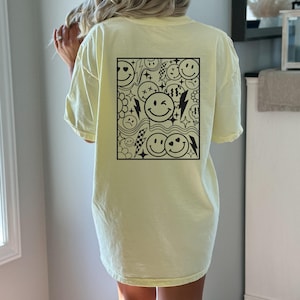 Retro Smiley Face Comfort Colors Shirt: Trendy Boho Style