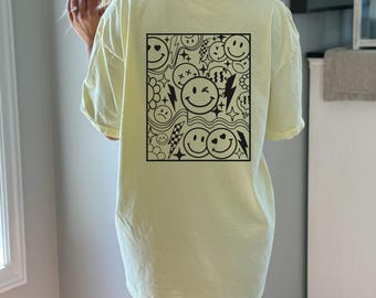 Retro Smiley Face Comfort Colors Shirt: Trendy Boho Style