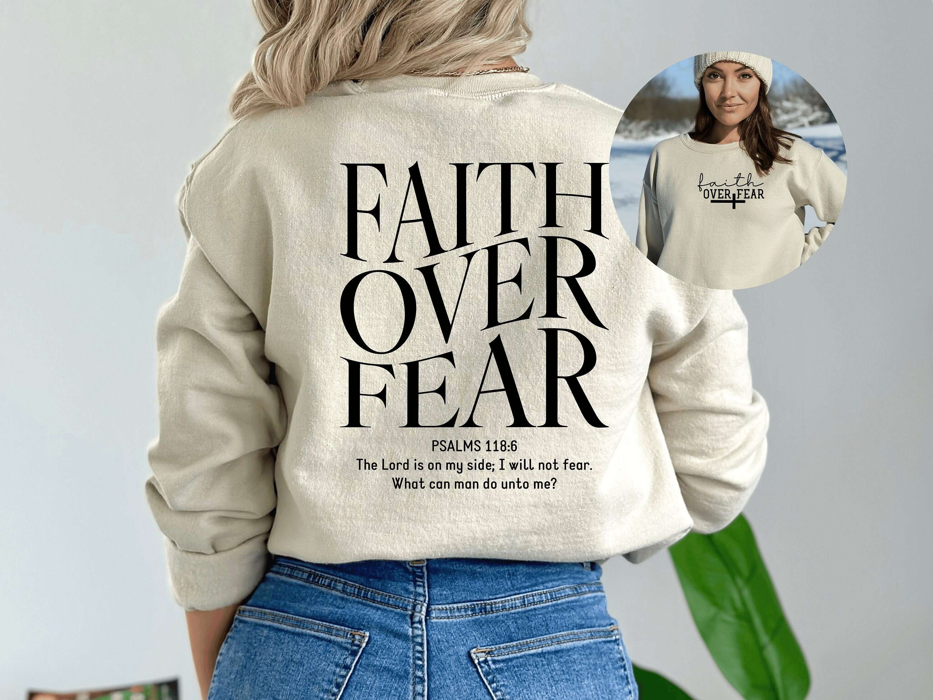 Faith Over Fear Sweatshirt Christian Sweatshirt religion Gift