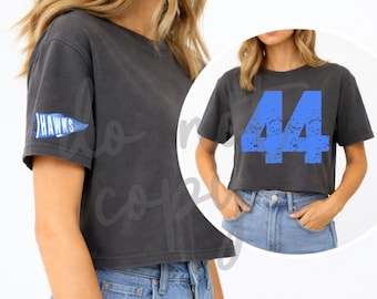 Custom Number Crop Top Shirt, Personalized Sports Tee, Team Spirit Shirt, Custom Name Number Shirt, Game Day Outfit, Athletic Crop Tee