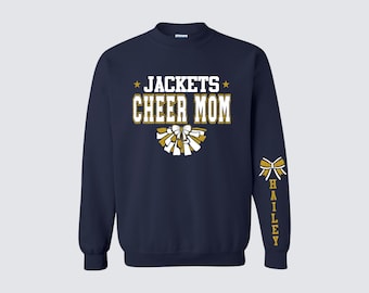 Cheer Mom Sweatshirt, Glitter Senior Cheerleader Shirt, Custom Sport Mom life Hoodie
