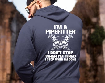 Pipe fitter sweatshirt hoodie - American pipe fitting welder superhero hooded sweatshirt - USA patriotic steamfitter pipefitter hoodie gift